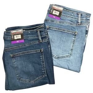 Kirkland Signature Women's Jeans Stretch 2 PAIRS Light & Blue Size 14 NWT